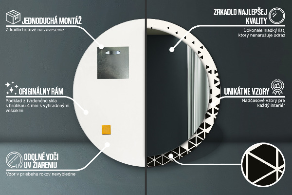 Ronde wandspiegel met print Abstract geometrisch