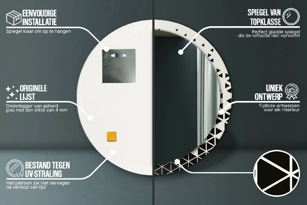 Ronde wandspiegel met print Abstract geometrisch