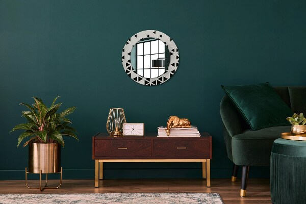 Ronde wandspiegel met print Abstract geometrisch