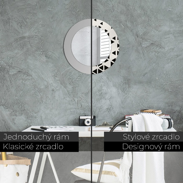 Ronde wandspiegel met print Abstract geometrisch