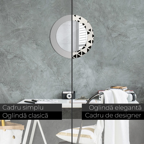 Ronde wandspiegel met print Abstract geometrisch