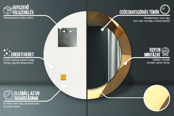 Ronde spiegel met decoratie Gouden abstractie