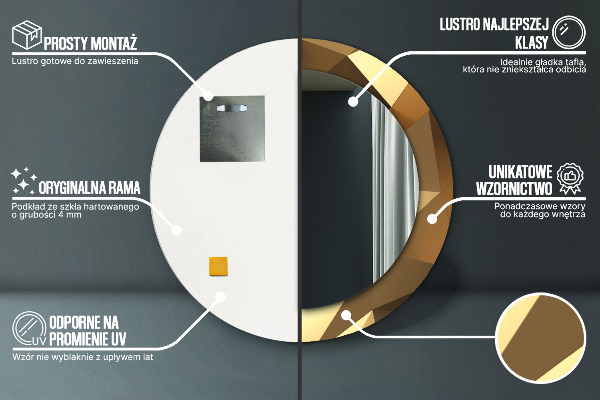 Ronde spiegel met decoratie Gouden abstractie