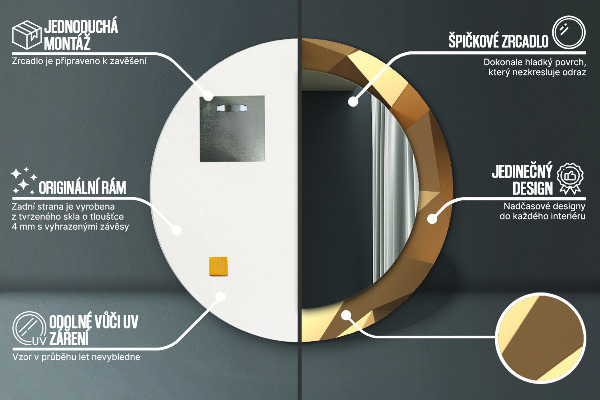 Ronde spiegel met decoratie Gouden abstractie