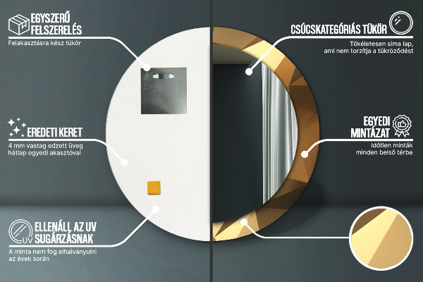 Ronde spiegel met decoratie Gouden abstractie