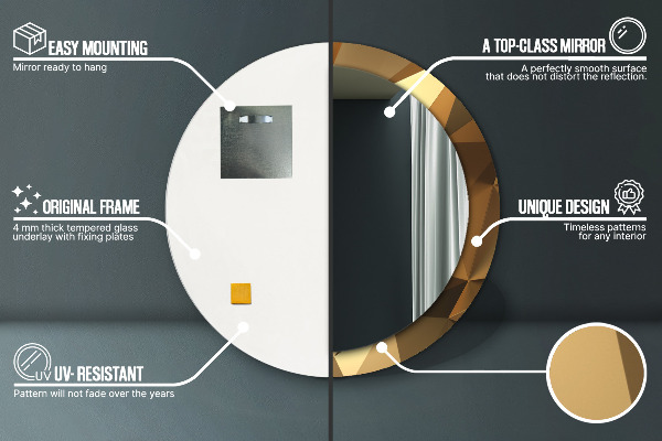 Ronde spiegel met decoratie Gouden abstractie