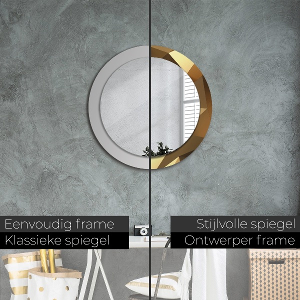 Ronde spiegel met decoratie Gouden abstractie