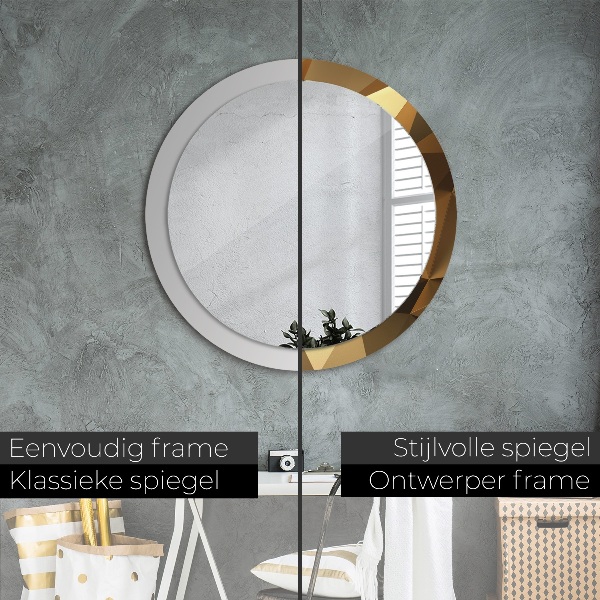 Ronde spiegel met decoratie Gouden abstractie