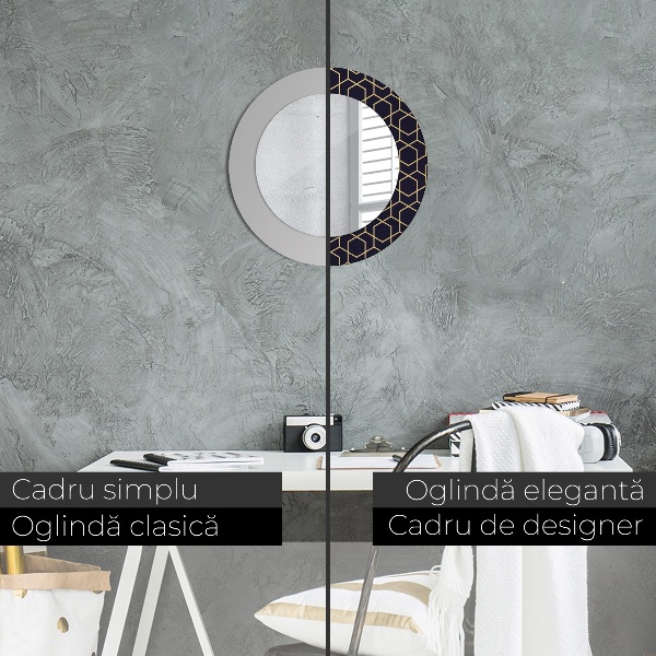 Ronde spiegel met bedrukte lijst Abstract geometrisch