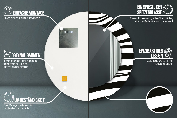Ronde spiegel met decoratie Abstracte golf