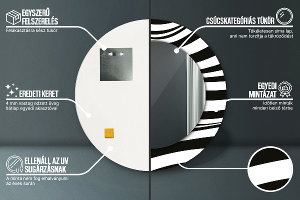 Ronde spiegel met decoratie Abstracte golf