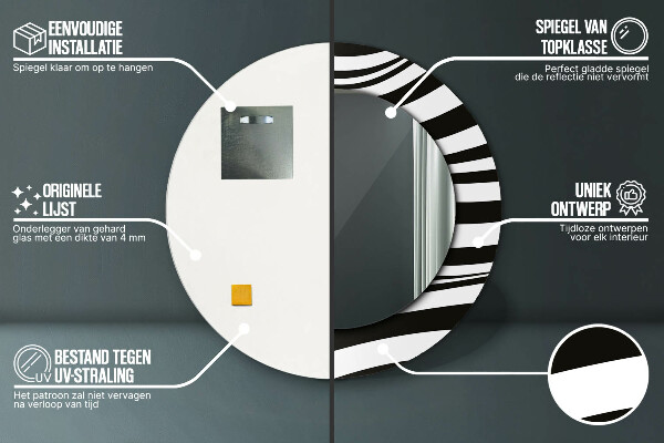 Ronde spiegel met decoratie Abstracte golf