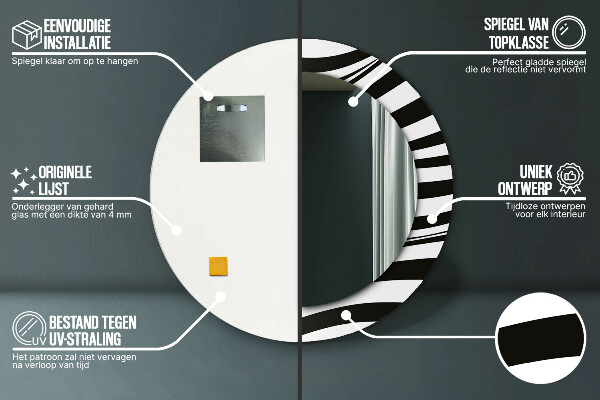 Ronde spiegel met decoratie Abstracte golf