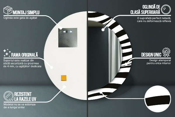 Ronde spiegel met decoratie Abstracte golf
