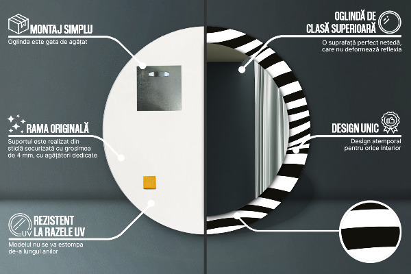 Ronde spiegel met decoratie Abstracte golf