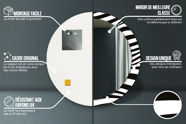 Ronde spiegel met decoratie Abstracte golf