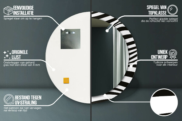 Ronde spiegel met decoratie Abstracte golf