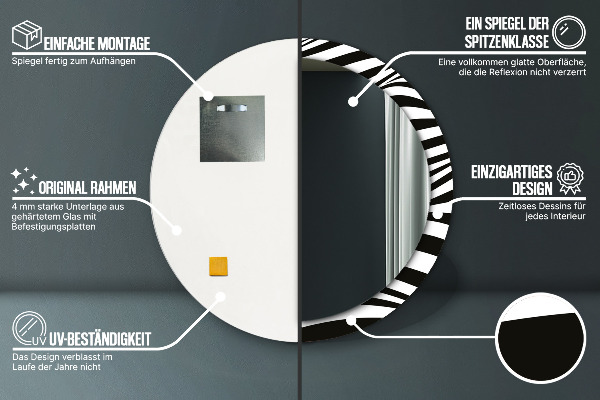 Ronde spiegel met decoratie Abstracte golf