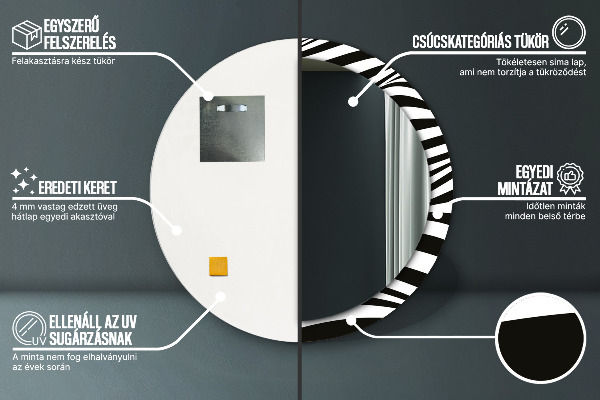 Ronde spiegel met decoratie Abstracte golf