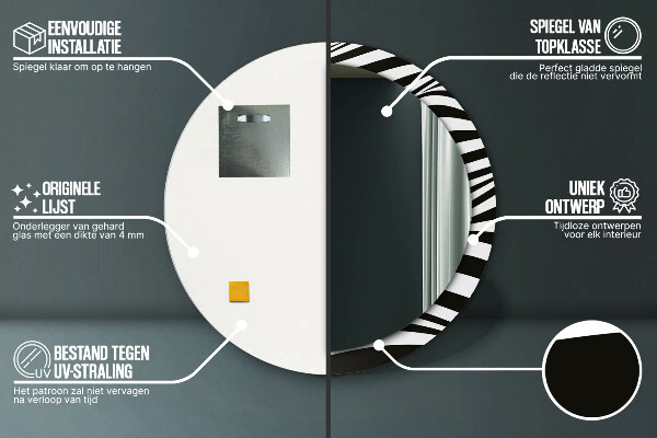 Ronde spiegel met decoratie Abstracte golf