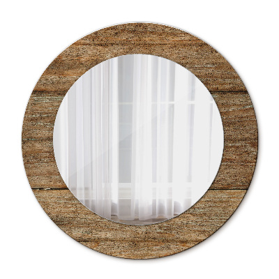 Ronde wandspiegel met print Oud hout