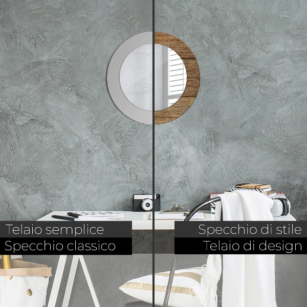 Ronde wandspiegel met print Oud hout