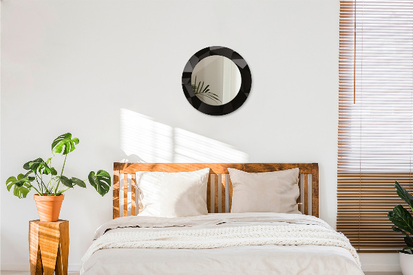 Ronde wandspiegel met print Abstract zwart