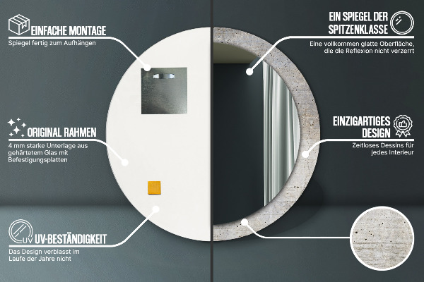 Ronde spiegel met decoratie Grijs beton