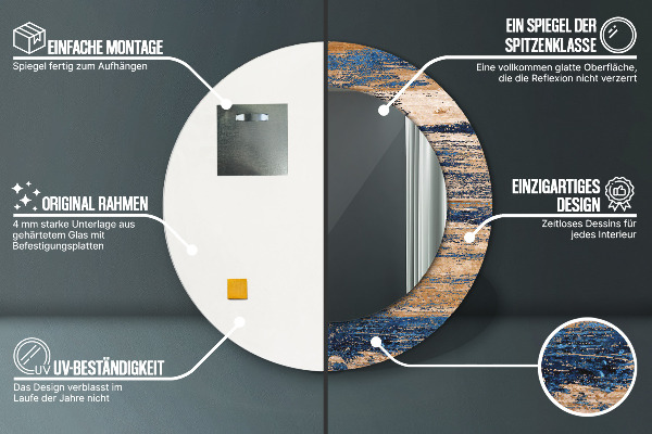 Ronde spiegel met decoratie Abstract hout