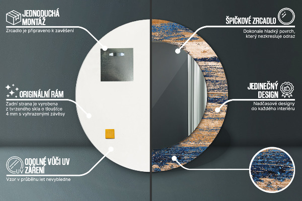 Ronde spiegel met decoratie Abstract hout