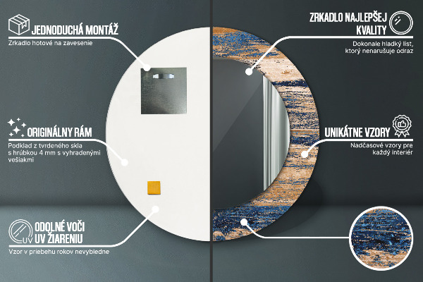 Ronde spiegel met decoratie Abstract hout