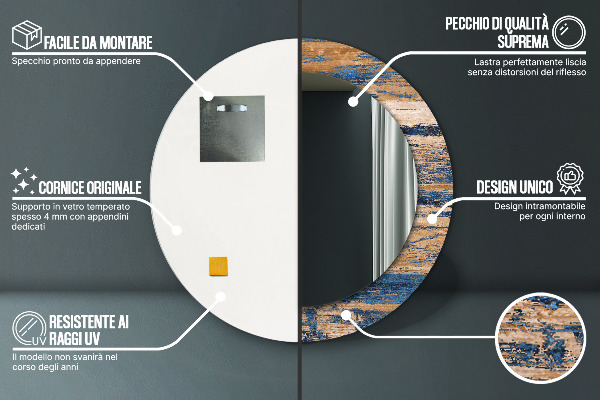 Ronde spiegel met decoratie Abstract hout