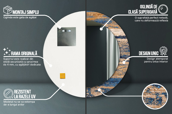 Ronde spiegel met decoratie Abstract hout