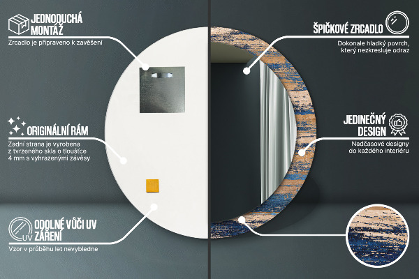 Ronde spiegel met decoratie Abstract hout