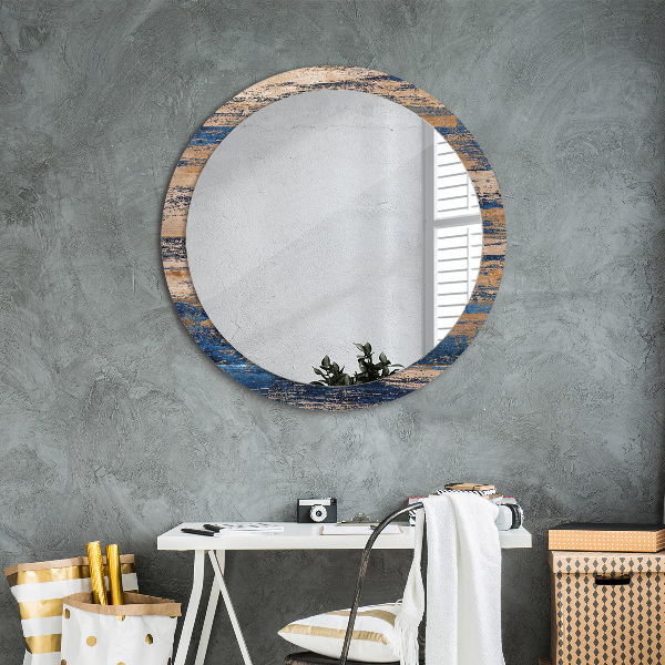 Ronde spiegel met decoratie Abstract hout
