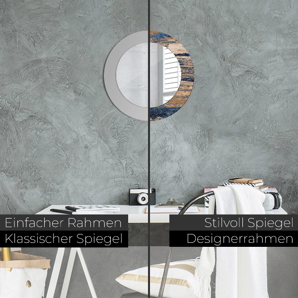 Ronde spiegel met decoratie Abstract hout