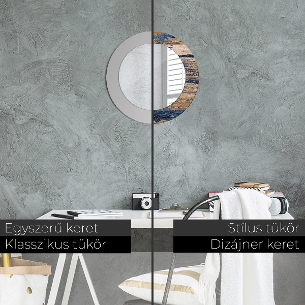 Ronde spiegel met decoratie Abstract hout