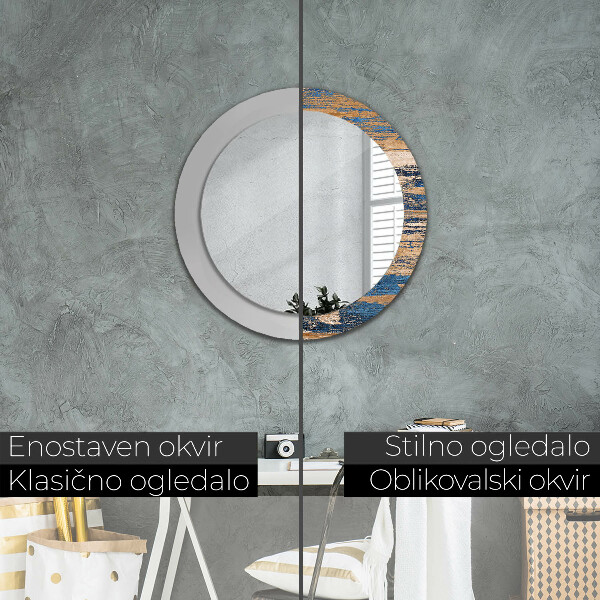 Ronde spiegel met decoratie Abstract hout