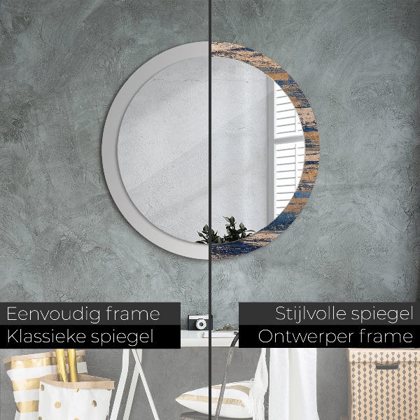 Ronde spiegel met decoratie Abstract hout