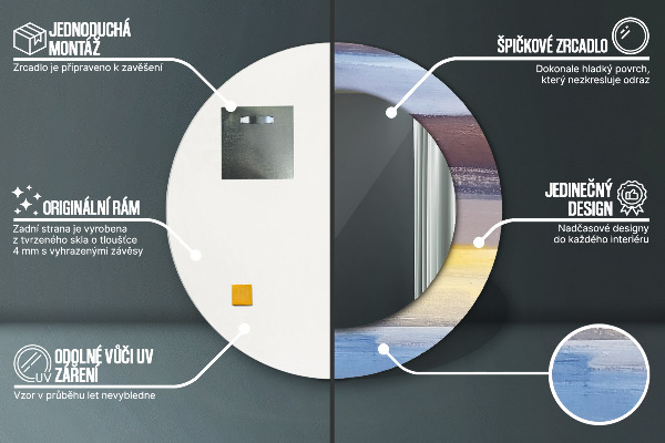 Bedrukte ronde spiegel Abstract beeld