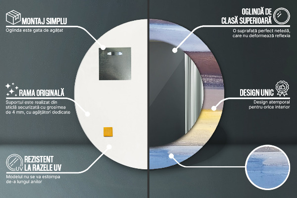 Bedrukte ronde spiegel Abstract beeld