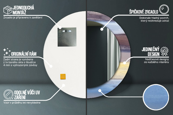 Bedrukte ronde spiegel Abstract beeld