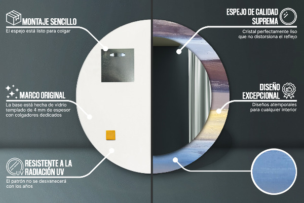 Bedrukte ronde spiegel Abstract beeld