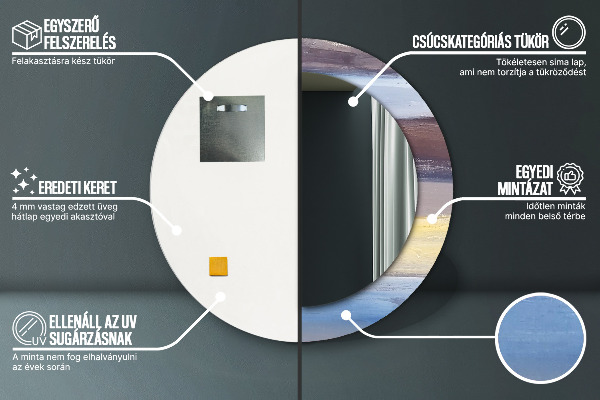 Bedrukte ronde spiegel Abstract beeld