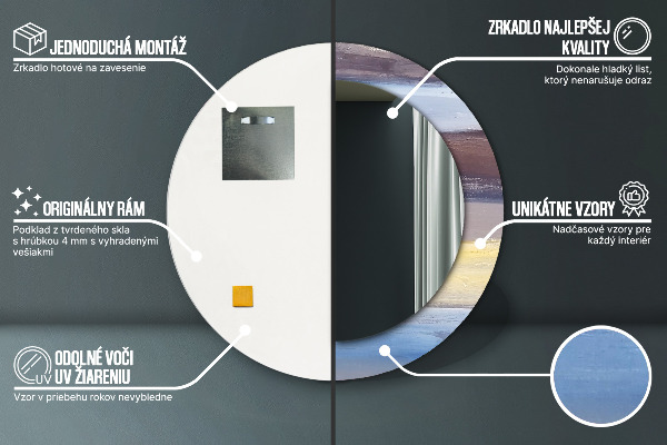 Bedrukte ronde spiegel Abstract beeld