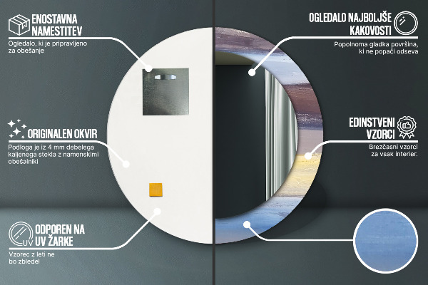 Bedrukte ronde spiegel Abstract beeld