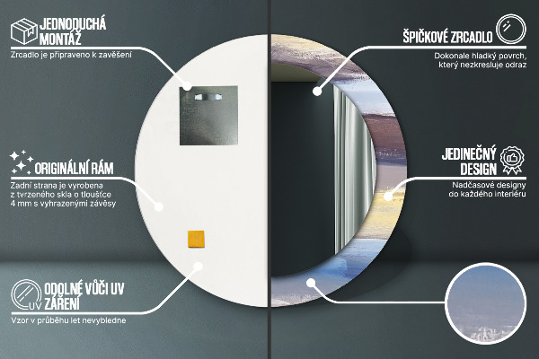 Bedrukte ronde spiegel Abstract beeld