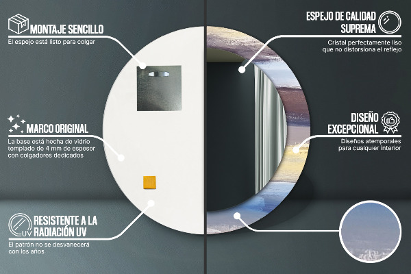 Bedrukte ronde spiegel Abstract beeld