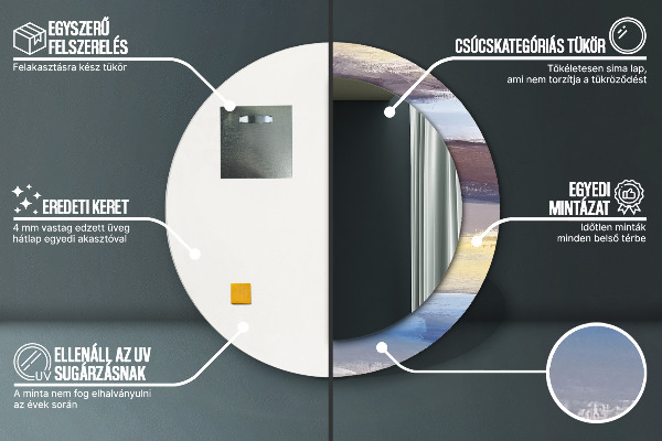 Bedrukte ronde spiegel Abstract beeld