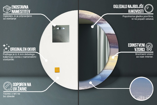 Bedrukte ronde spiegel Abstract beeld